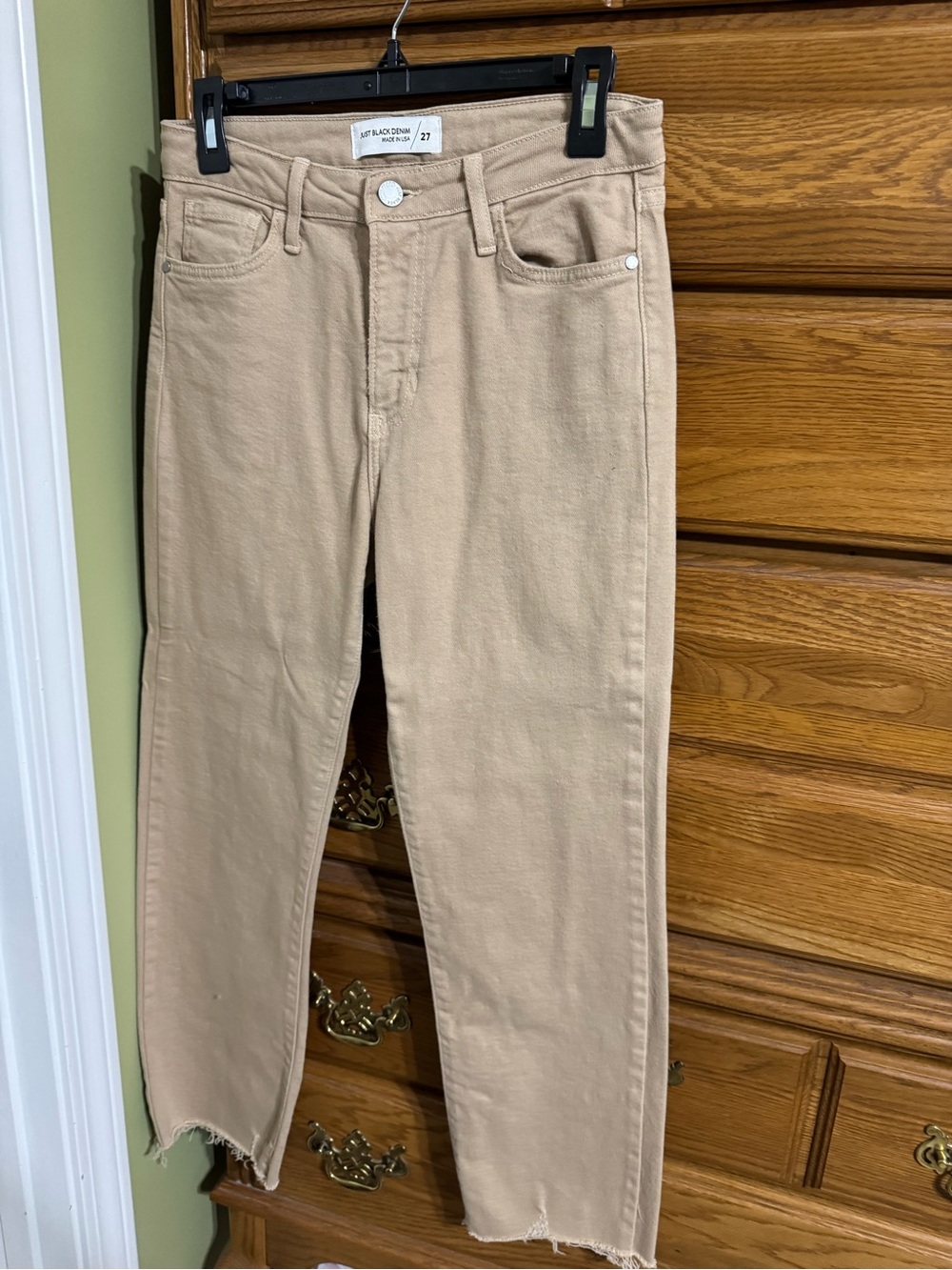 Just Black Beige Straight-Leg High-Rise Jeans